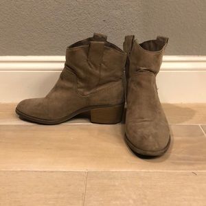 Tan faux suade boots